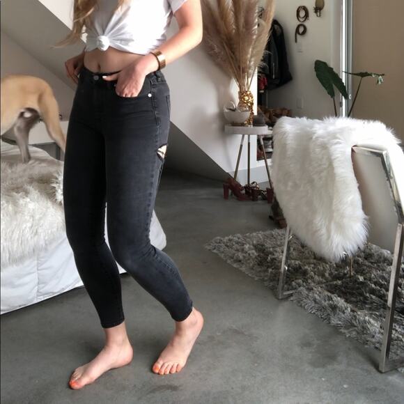 MADEWELL High Riser Skinny Washed Black Grey Lunar Wash Denim Jeans 27 - Picture 4 of 10